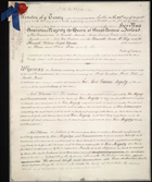 A page from an original manuscript copy of Treaty No. 6, signed at Fort Carlton, Northwest Territories (now Manitoba), on August 23 and 28, 1876, and at Fort Pitt, Northwest Territories, September 9, 1876, by Alexander Morris, Lieutenant-Governor of the Northwest Territory and representatives of the Plains and Wood Cree; the Treaty affected indigenous peoples and land in the central regions of the future provinces of Alberta and Saskatchewan.