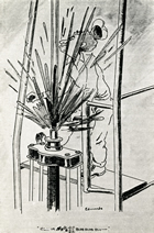 A worker is struck by oil spouting from a drilling rig in this postcard published by Seismic Service Supply Ltd., ca. 1955. Although this is a humourous take of such an incident, accidents were known to occur when a drilling rig struck a pocket of high pressure gas or oil - the oil and gas (as well as the drilling pipes and bits) could be shot from the well at a tremendous rate - woe to anyone looking overtop the well at the time. 