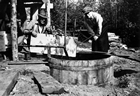 Thomas Draper’s experimental plant, ca. 1923; Draper’s earliest attempts involved using heat to separate the bitumen from the oil sands, but he soon switched to a water-flotation technique. Source: Library and Archives Canada, PA-137879
