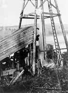 Oil and gas well, Athabasca District, Hammerstein’s Oil Works, Sec. 6, Twp. 92, R.9, near Athabasca, Alberta, ca. 1905; despite his pioneering and longstanding efforts at promoting and developing the petroleum potential of the Athabasca region, Hammerstein never really profited from his efforts. Source: Robson Studio/Library and Archives Canada, PA-138531