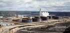 Massive storage tanks under construction at Sun Oil Company’s Great Canadian Oil Sands refining plant around twelve years before the company became Suncor Inc., ca. 1967. Source: Glenbow Archives, PA-3672-2