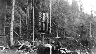Absher’s set-up on Saline Creek, near Fort McMurray, 1929. Source: University of Alberta Archives, 77-128-27