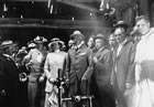 The Duke and Duchess of Connaught visit the Dingman No. 1 well (Calgary Petroleum Products), Turner Valley, Alberta, July 28, 1914. L-R: T. A. P. Frost; Princess Patricia; Duchess of Connaught; Duke of Connaught; Archibald W. Dingman; unknown; M. L. Hovis. <br />Source: Glenbow Archives NA-2119-5