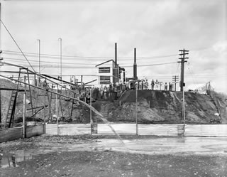 Madison Natural Gas establishes a sulfur extraction plant at its Turner Valley operation. This makes Canada the largest worldwide exporter of elemental sulfur. <br />Source: Provincial Archives of Alberta P2990