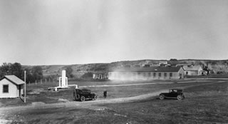 A fire and explosion in October 1920 severely damage the Calgary Petroleum Products plant at Turner Valley. Unable to continue operations, the company is taken over by Imperial Oil in 1921. Imperial Oil forms a subsidiary company called Royalite to manage the plant and wells in the valley. New absorption and compression plants are built as well as a pipeline to Okotoks, which, on December 31, feeds gas into the Canadian Western Natural Gas line to Calgary. <br />Source: Glenbow Archives, NA-711-85